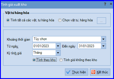 Cách Tính giá xuất kho trên misa Cách Tính giá xuất kho trên misa 1